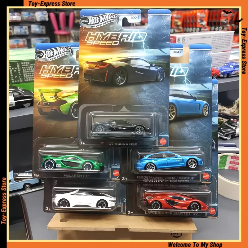 Hot Wheels 2025 Hotwheels 2025 serie plateada juego de velocidad híbrida 1/64 modelo de coche Lamborghini Bmw Porsche Mclaren Acura juguetes para niños