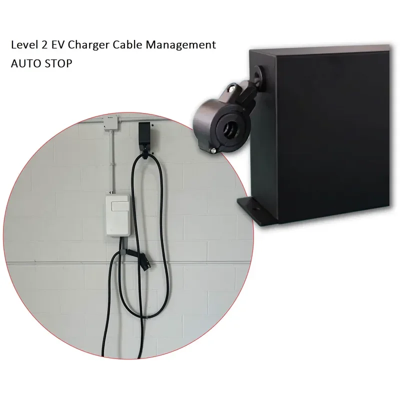 L2 EV Charger Cable Management Auto Ratchet Solution Spring Reel Indoor Wall Mounted EV Charging Universal Cable