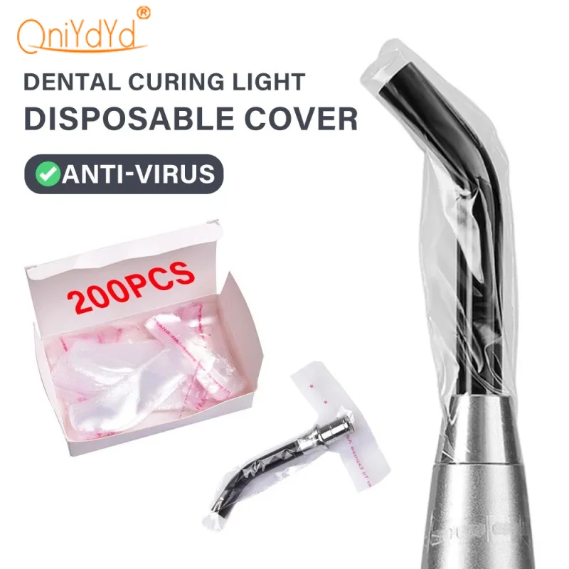200Pcs/Box Dental Oral Material Disposable Protective Cover LED Curing Fixing Light Guide Head Sleeve
