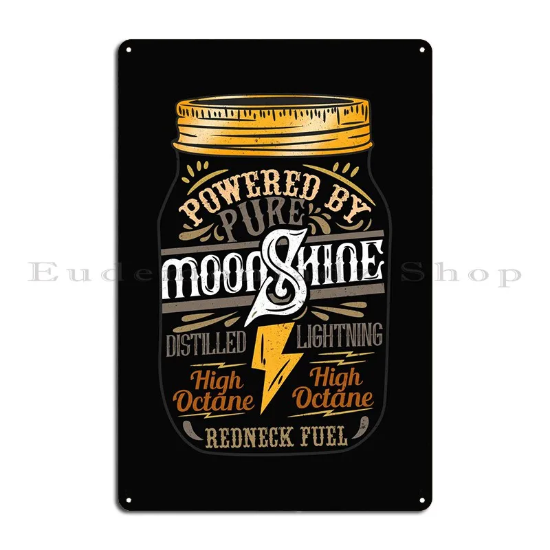 Powered By Moonshine Metal Sign Decoration Design Garage Cinema Bar Tin Sign Poster