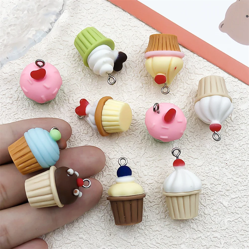 10pcs 3D Fruit Cake Resin Charms for DIY Jewelry Making