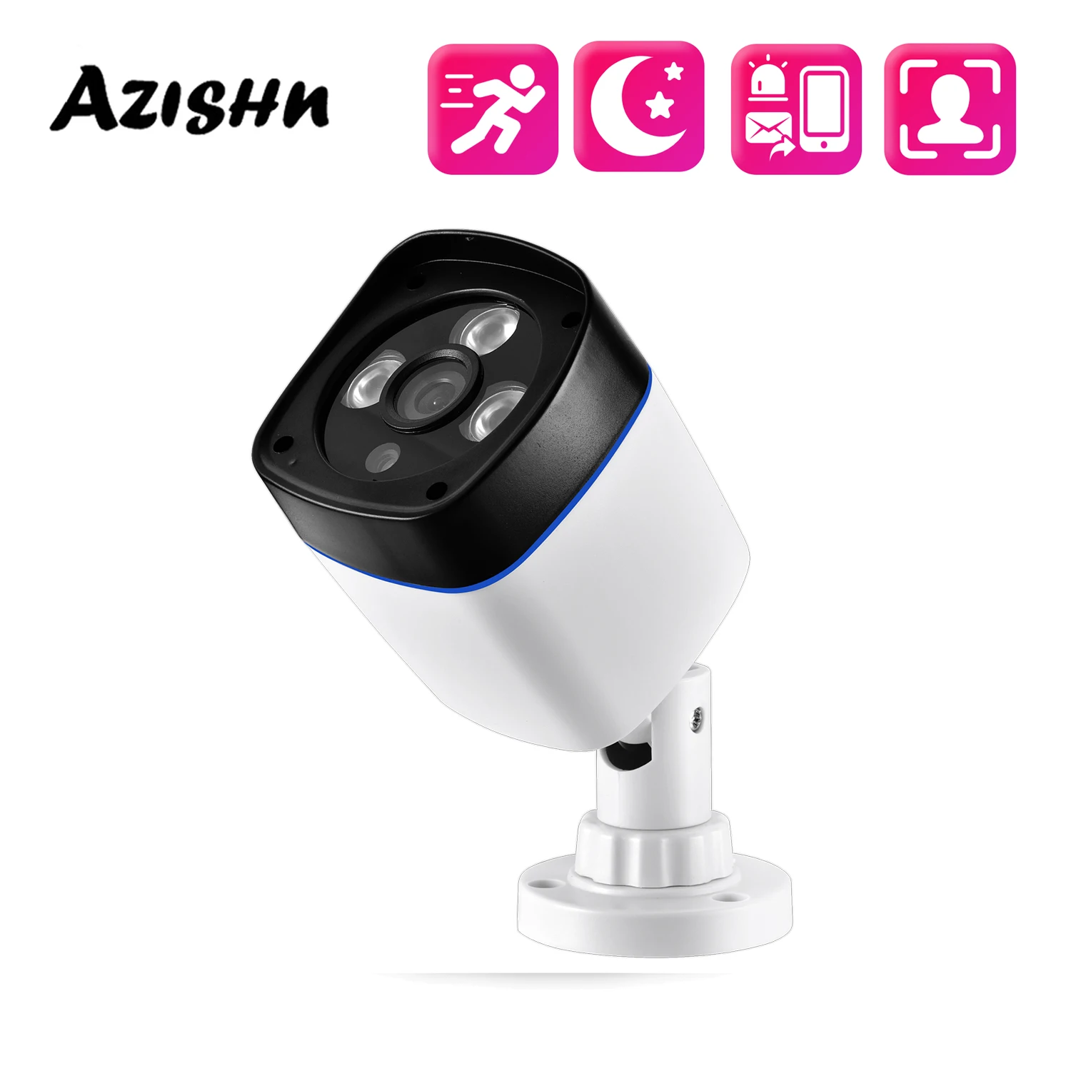 AZISHN Outdoors Face Detection POE Intelligent IP CCIR Night Vision IP Camera Human Detection Security Video Monitoring