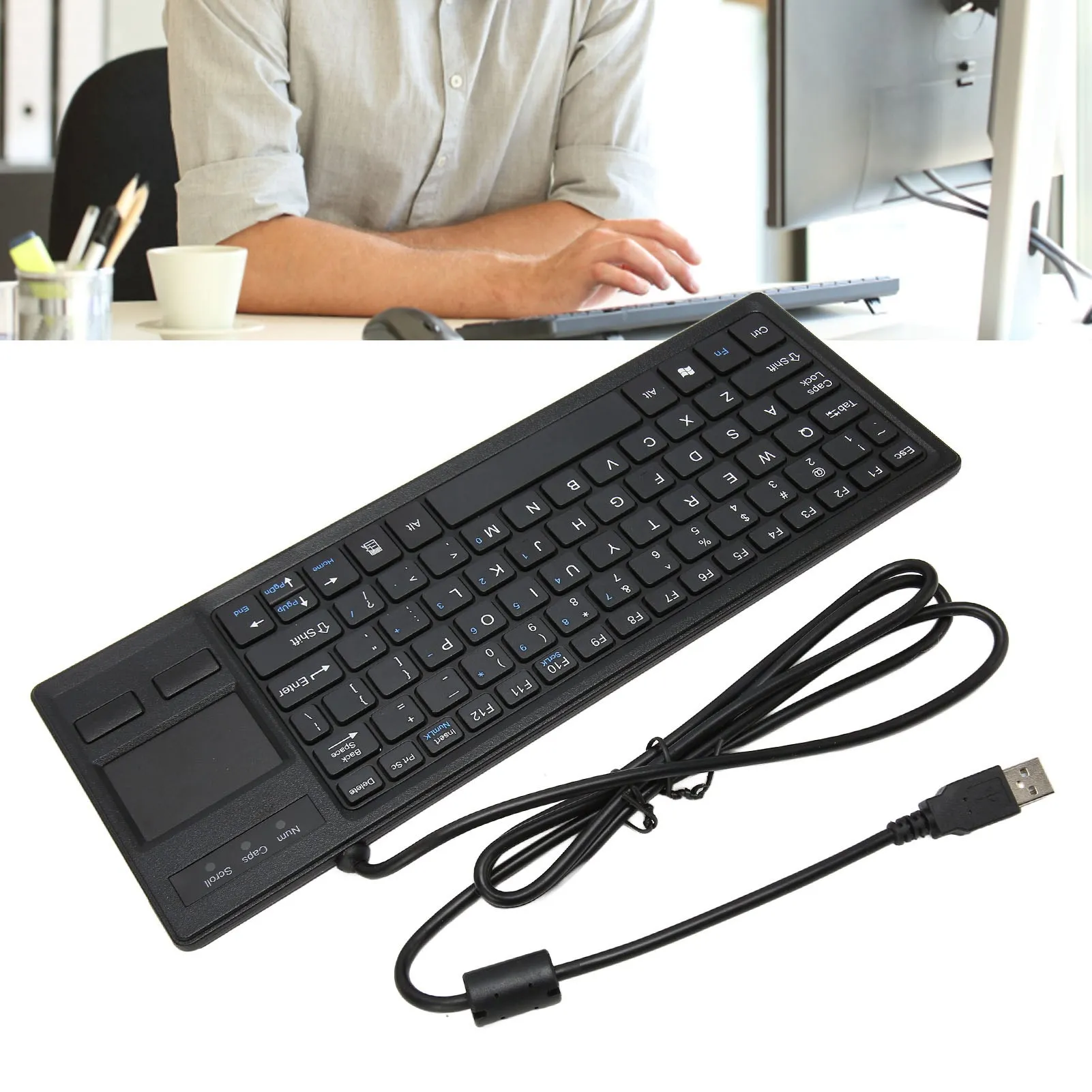 

K 800 Keyboard USB Connection Wired Keyboard with Touchpad Wired Ultra Thin Mini Compact Touch Keyboard with HUB Function
