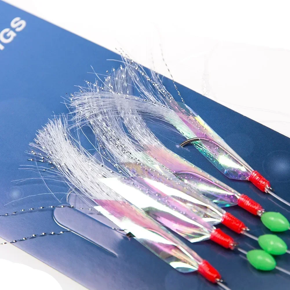 5pcs/Pack Sea 5hook Bait Feather Fishing For Sabiki Herring Lure Mackerel Muti-size Fishing Hook Equipment Fishing Tackle