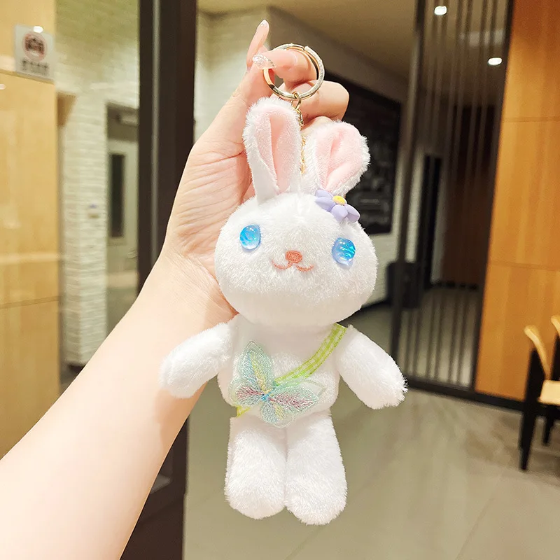 Pingente de Chaveiro Recheado Kawaii para Crianças, fofo, borboleta, coelho, brinquedo de pelúcia, presente para meninas, novo, 18cm