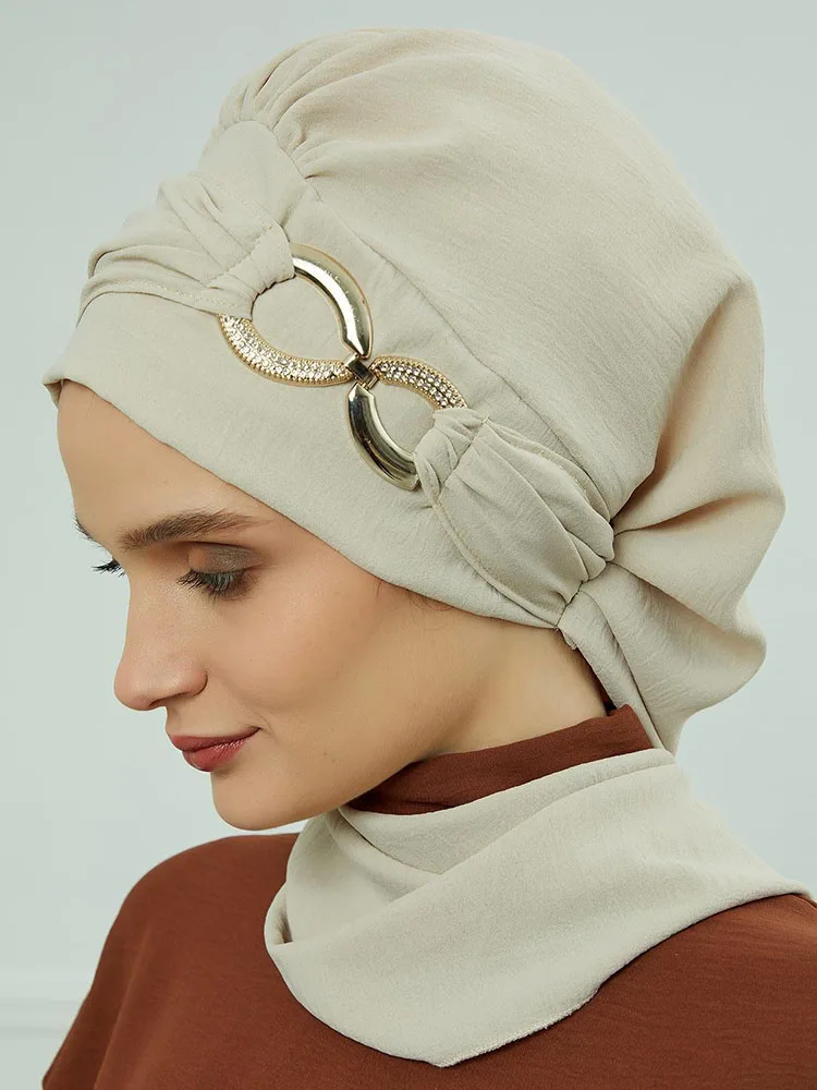 Ramadan Muslim Inner Hijabs For Woman Turban Hijabs With Cap Islamic Muslim Jersey Head Scarf Headwraps Muslim Women Clothing