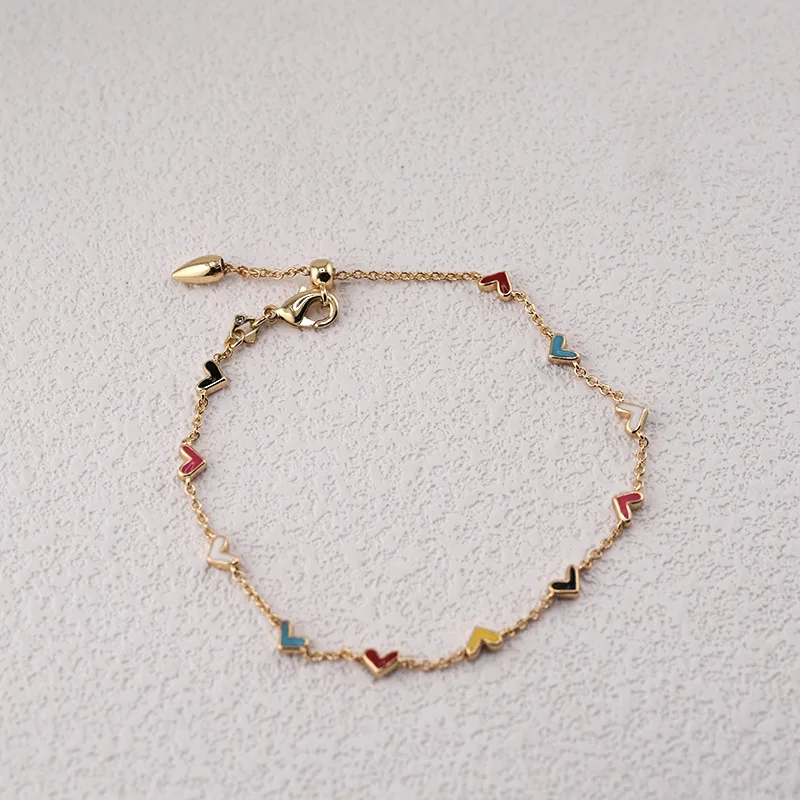 

KS Fresh, Sweet, Fresh and Colorful Heart-shaped Niche Design Simple and Generous Versatile Bracelet Wholesale