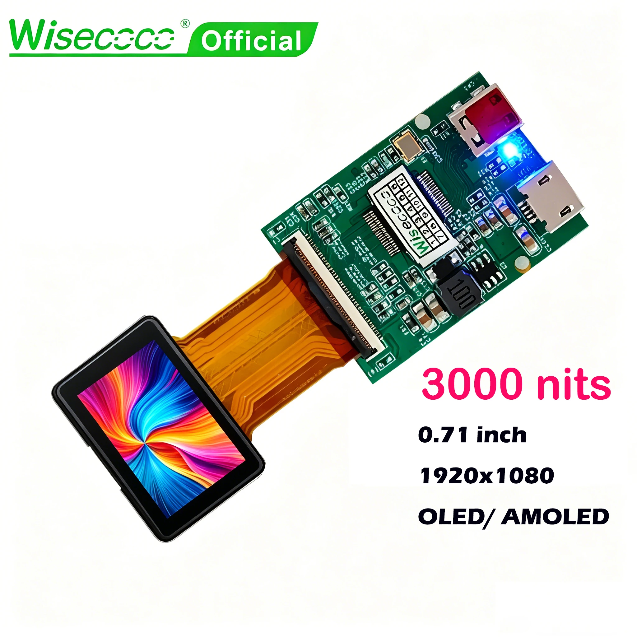 0.71 Inch Mini OLED 3000nits High Brightness FHD Amoled ECX335S ECX335SN Driver Board Sunlight Readable VR Night Vision Screen