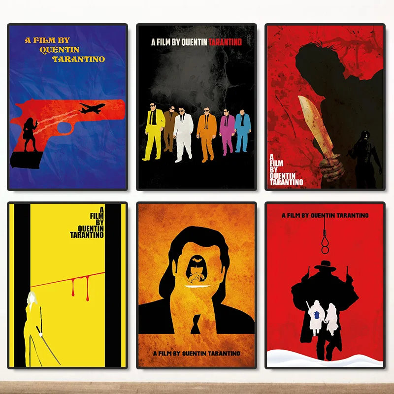 quentin-tarantino-filmes-minimalista-cartaz-classico-colecao-de-filmes-parede-imagem-da-arte-pintura-em-tela-sala-decoracao-casa-presente-cuadros