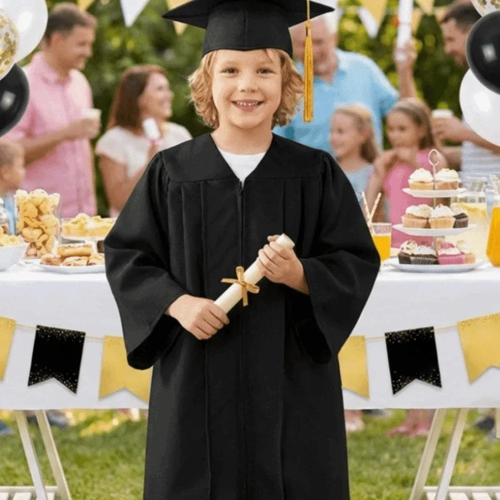 Doctoral Costume Graduation Gown Primary School Solid Color Children Academic Robe Kindergarten Student