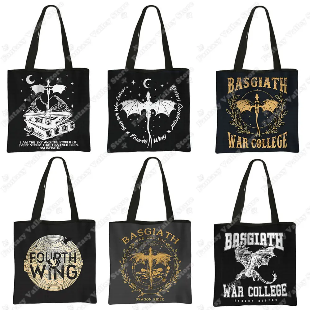 Bolso de compras de cuarta ala Basgiath War College, bolsos informales Fly or Die Dragon Rider, bolso de mano para mujer, bolso de compras ecológico reutilizable, regalo