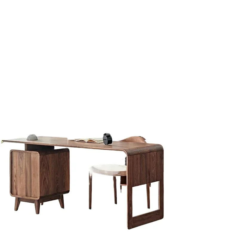 Libreria nordamericana in noce nera interamente in legno massello di lusso leggero nordico, espositore moderno e semplice, combinato