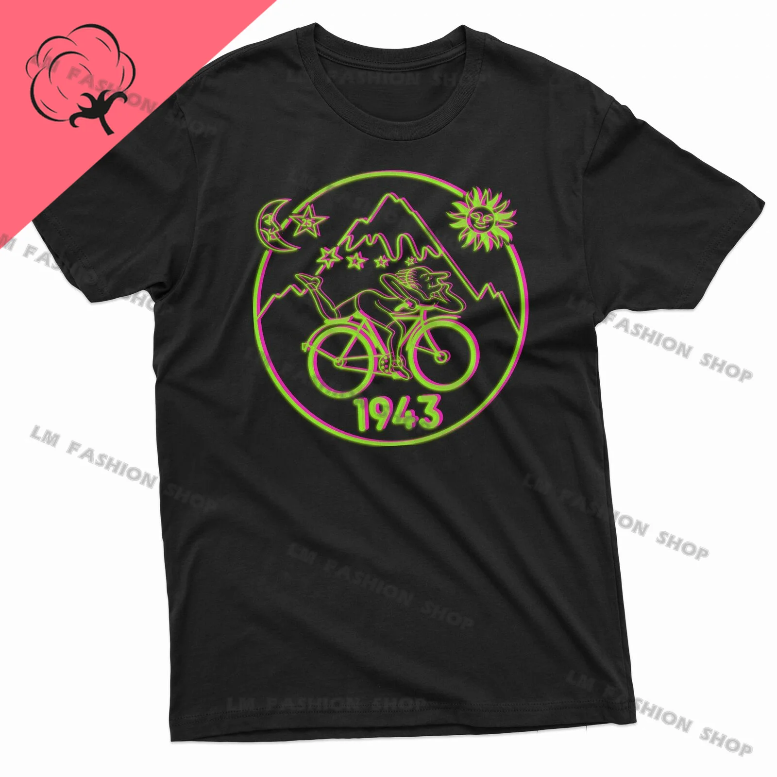 Bicycle Day 1943 Graphic TShirts Men's Clothing Short Sleeve Tops Cotton Tees Women's Printed T-Shirt