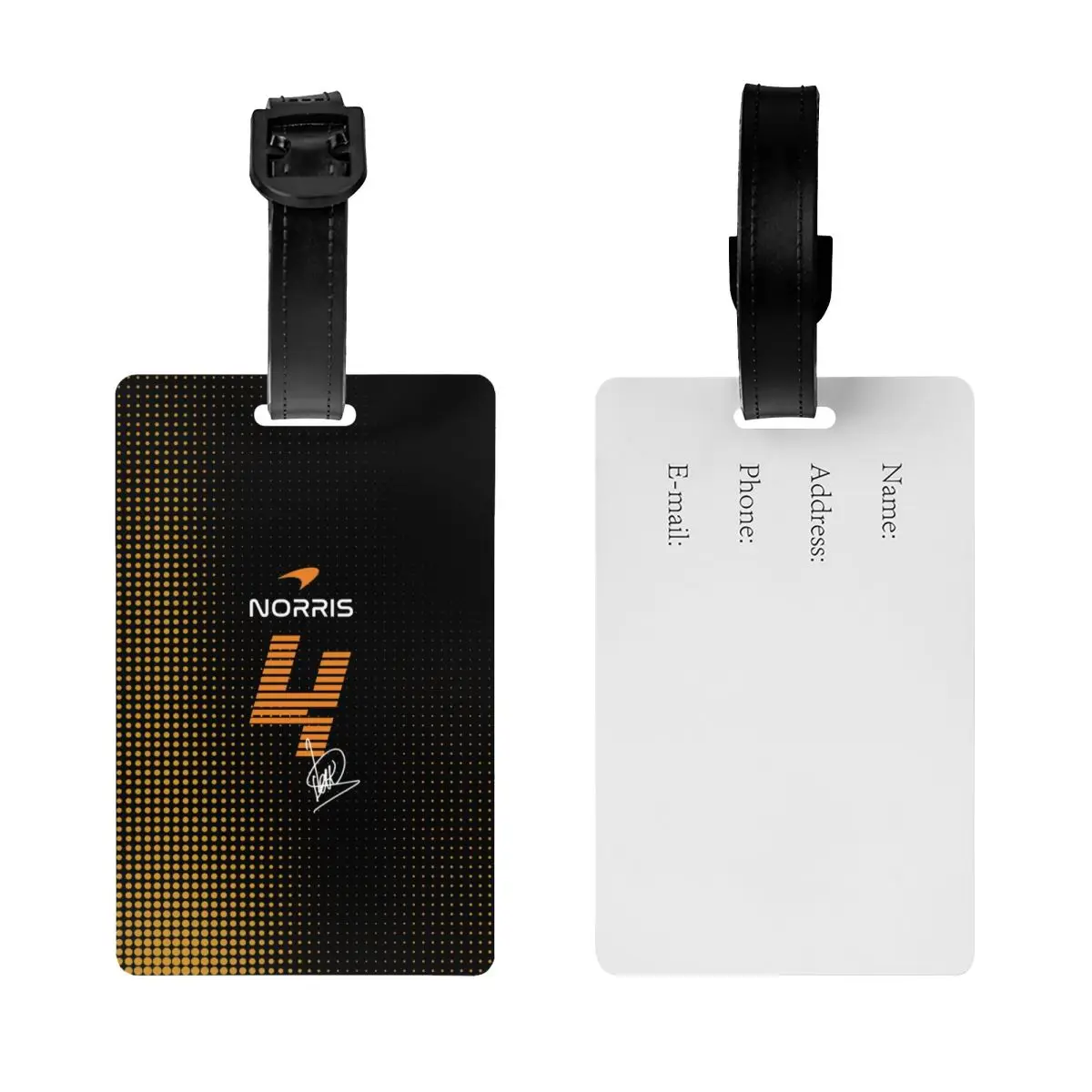 Custom L-Lando Norris Luggage Tag With Name Card Motorcycle Racing Privacy Cover ID Label for Travel Bag Suitcase
