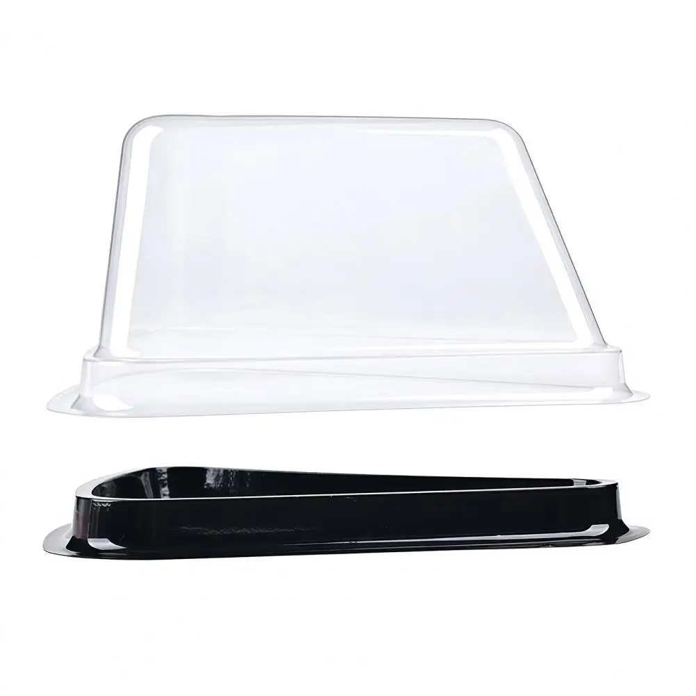 Triangular Mousse Slice Boxes 100pcs Triangular Cake Slice Containers with Lids Disposable Plastic Mousse Holders Black