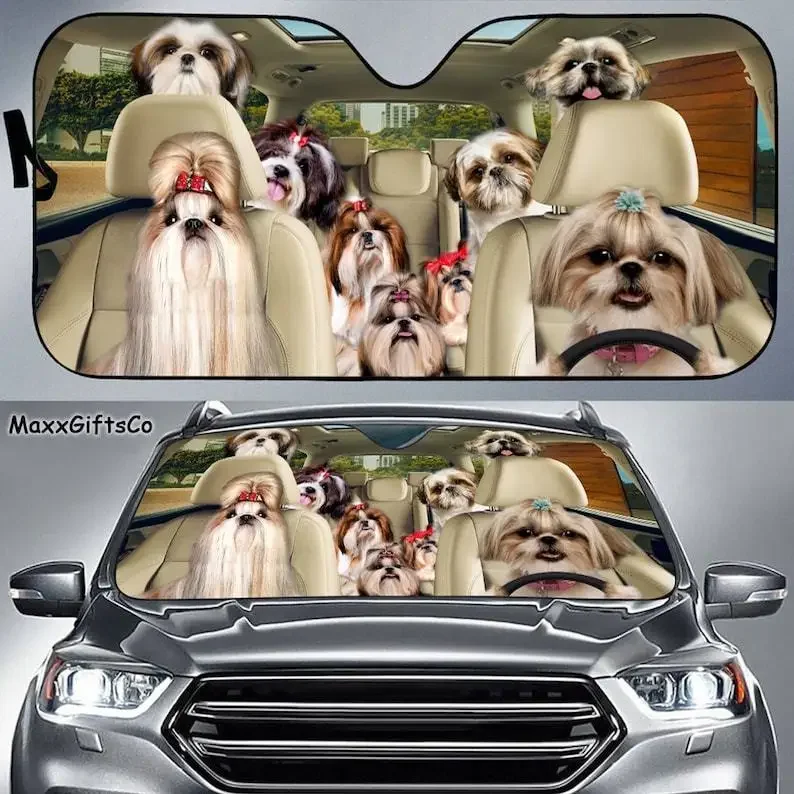 Shih tzu Car Sunshade, Shih tzu Car Decoration, Shih tzu Windshield, Dog Lovers Gift, Dog Car Sunshade, Gift For Mom, Gift For D