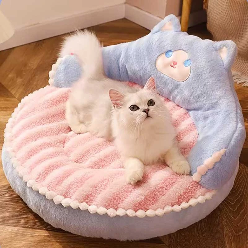 

Fluffy Kawaii Cozy Pet Bed Winter Warm Plush Washable Indoor Round Pet Kennel Mattress Blanket Niche Pour Chien Accessories