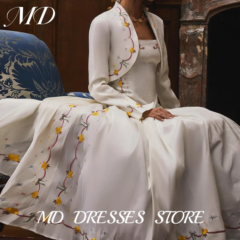 

MD Princess Unique Embroidery A-line Wedding Dress Two-piece Bridal Gown Pleat Ankle-Length Vestido Customized Party Dress 2025