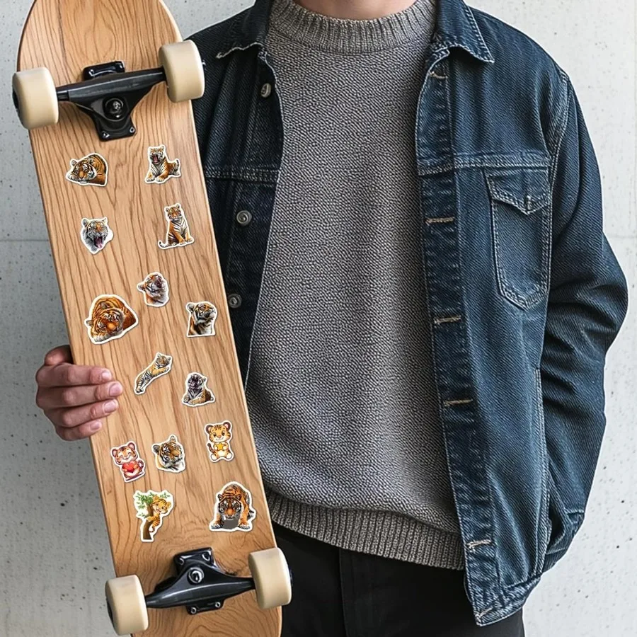 108 pçs bonito tigre adesivos à prova dwaterproof água vinil animais adesivos para adolescentes adultos selva vida selvagem decalques ideal para computador portátil wat