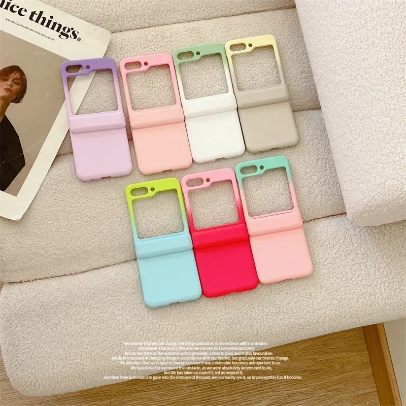 Candy Color Card Holder Phone Case for Samsung Galaxy Z Flip 6 5 4 3 Protective Back Cover for ZFlip4 ZFlip5 ZFlip6 Case Shell