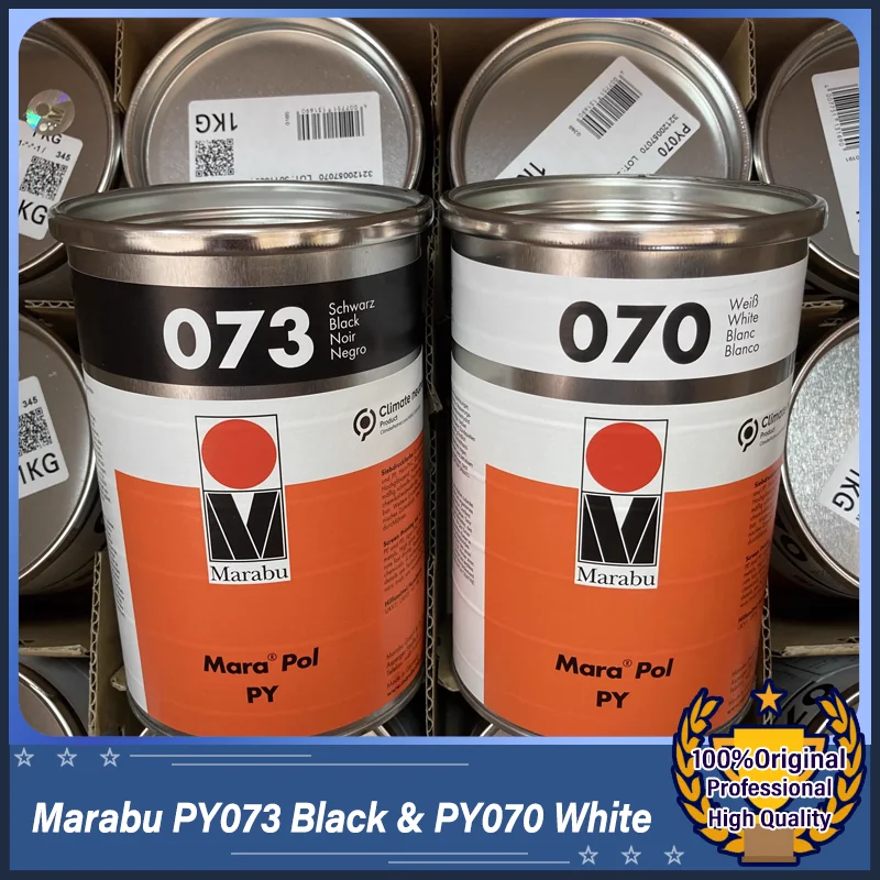 

Marabu PY073 Black & PY070 White PE Metal Ink for Silk Screen and Pad Printing