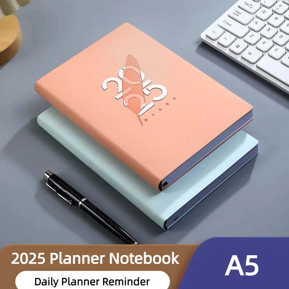 

365 Days 2025 Planner Notebook Daily Planner Reminder Schedule Journal A5 Planner Notepad PU Writing 2025 English Agenda Book