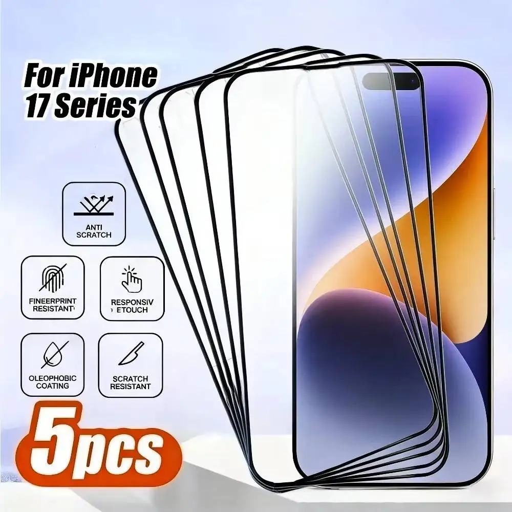 

5-1Pcs Ultra Clear Tempered Glass Screen Protector For 17/16/15/14 Pro Max/Air/16/15 Plus Compatible With Iphone 13/12/11