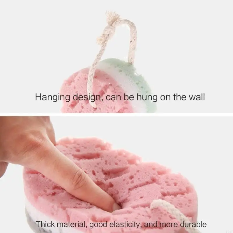 U0DE 3 층 목욕 스폰지 바디 브러시 스킨 클린 마사지 어린이를위한 샤워 브러쉬 청소 성인 폼 스크러빙 타월 로프