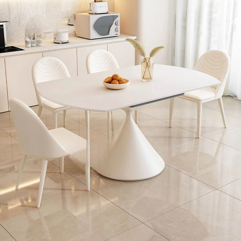 

Small Space Design Table Living Room Extendable Nordic White Dining Table Chairs Restaurant Mobile Mesa De Comedor Funiture