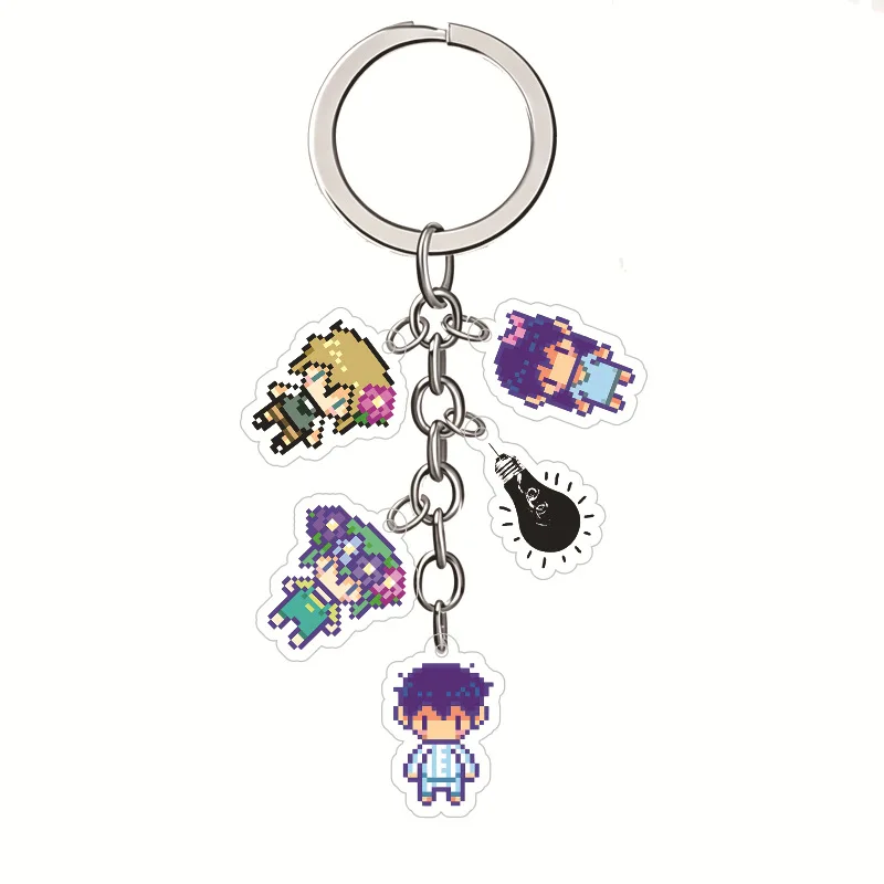 Omori Pixel Acrylic Keychain Basil Kel Sunny Character Backpack Pendant Keyring Collectible Festival Gift for Men Women Gamers