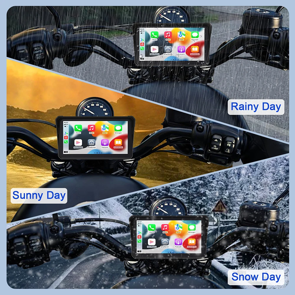 6 بوصة المحمولة دراجة نارية DVR لتحديد المواقع والملاحة IPX8 شاشة LCD مقاومة للماء ل CarPlay اللاسلكية أندرويد السيارات مشغل وسائط متعددة