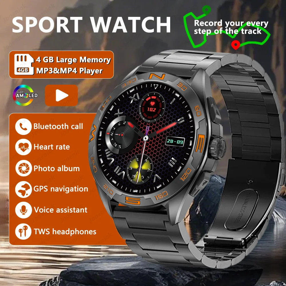 

2025 NEW Watch 5 Ultra Smartwatch 4GB Large Memory GPS Fitness Tracker Bluetooth Call Music TWS Earphones Smart Watch For IOS
