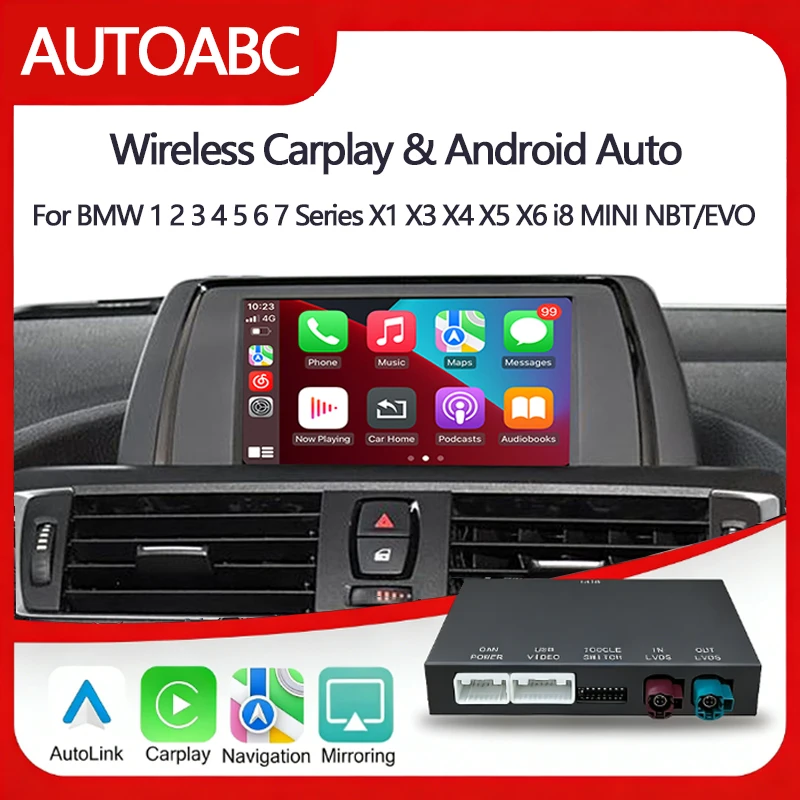 Kabelloses CarPlay Android Auto für BMW NBT EVO 1 2 3 4 5 6 7 Serie X3 X4 X5 X6 F56 F15 F25 F26 F48 F10 F22 F20 F30 F32 Bluetooth