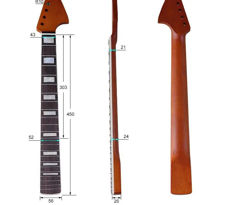 

6-string toasted maple handle Rosewood matte 610 string long neck down electric guitar handle