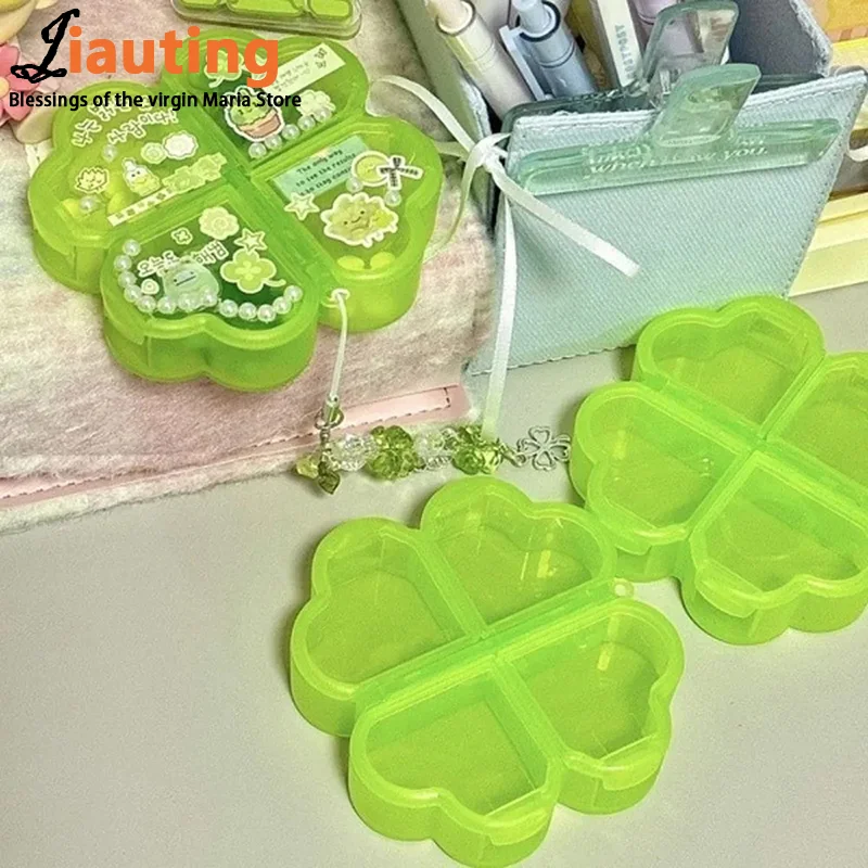 Durable Plastic Pill Storage Box Four-leaf Clover 4 Grids Daily Pill Organizer Drug Separation Drug Container