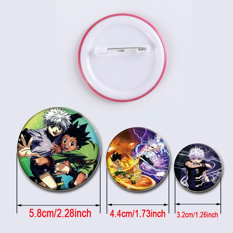 Hunter X Hunter Anime Broche, Figuras dos Desenhos Animados, Zoldyck, Killua, Kurapika, Freecss, Gon Badge, Snap-in Pins para Mochila Acessórios