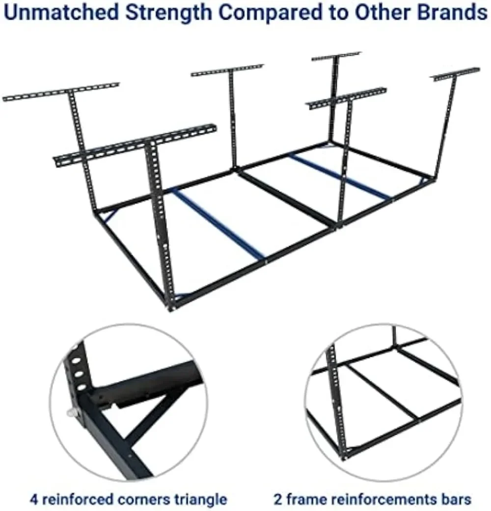 4x8 Overhead Garage Storage Rack without Decking,Garage Storage Organization System,Heavy Duty Metal Garage Ceiling