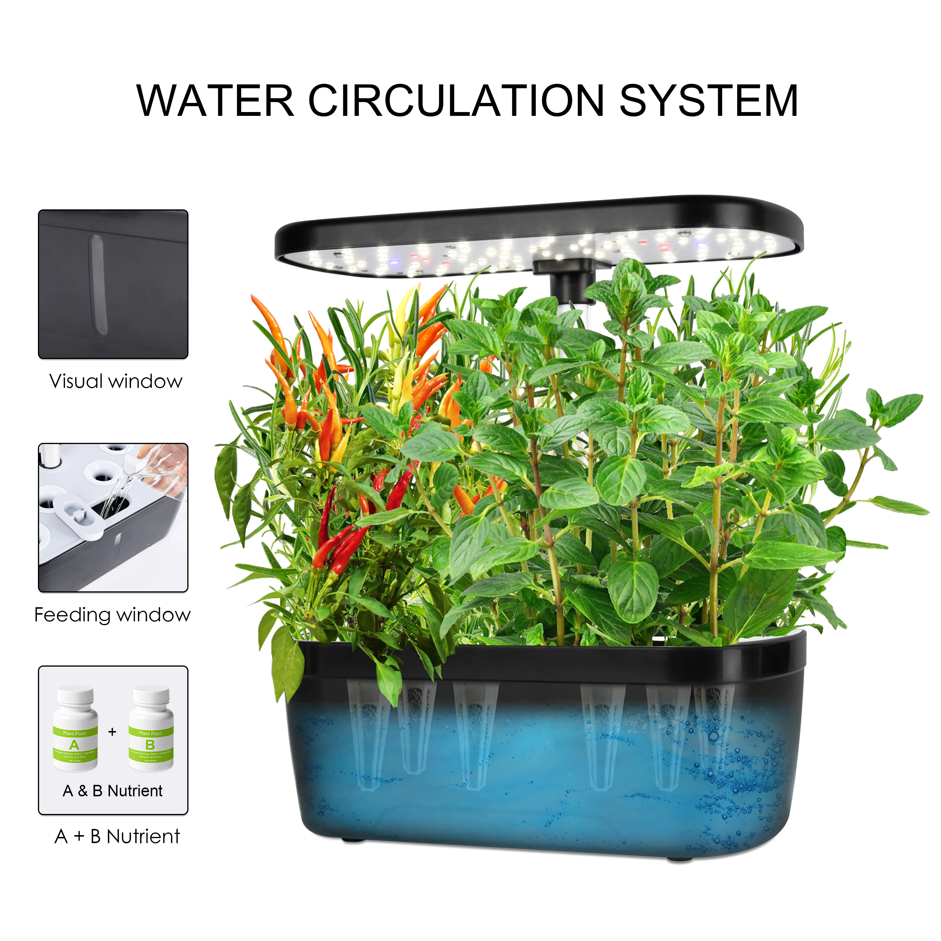 12 Pods Smart Hydroponic Indoor Garden Kit With Full Spectrum Led Grow Light Automatic Water Pump Herb Planter For Home Kitchen