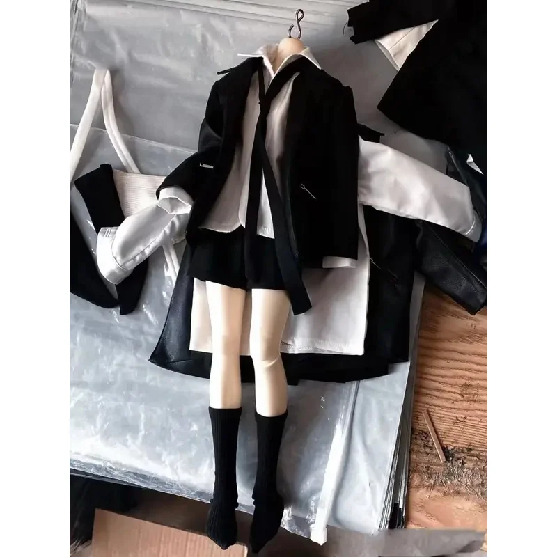 1/4 人形の服スーツ 45 センチメートル Bjd 人形用コート + シャツ + ショートパンツ + 蝶ネクタイ + 靴下ハンサムなドレスアップままごと人形アクセサリー、人形なし