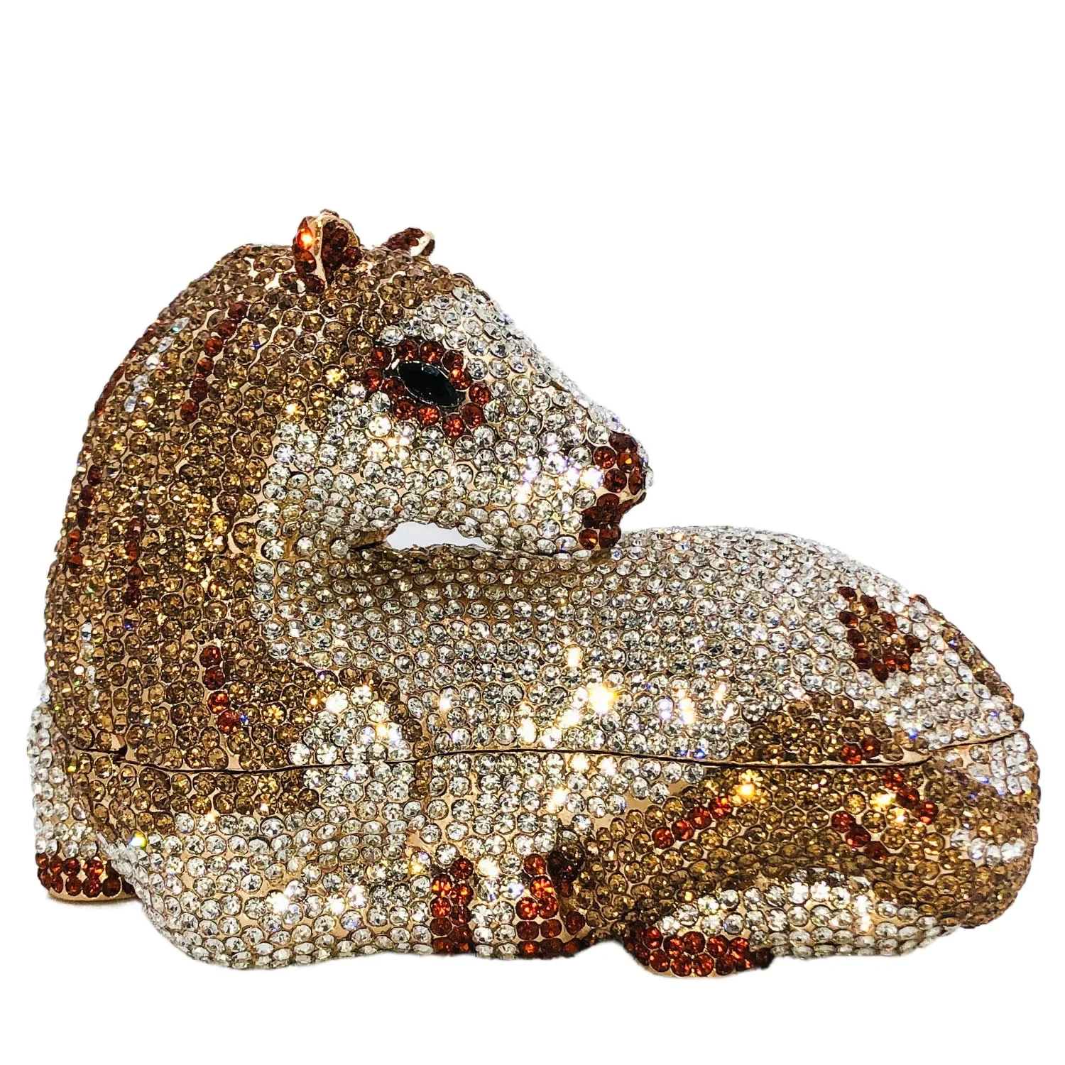 

Boutique De FGG Novelty Designs Horse Clutch Women Animal Evening Handbags Crystal Clutch Purse Party Wedding Rhinestone Bag