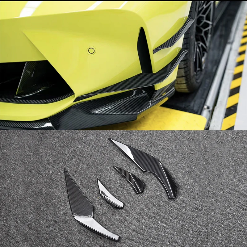 

4 pieces of high-quality carbon fiber front bumper side canard fin trim for BMW M3 M4 G80 G82 G83 2021 Car Splitter Body Kit