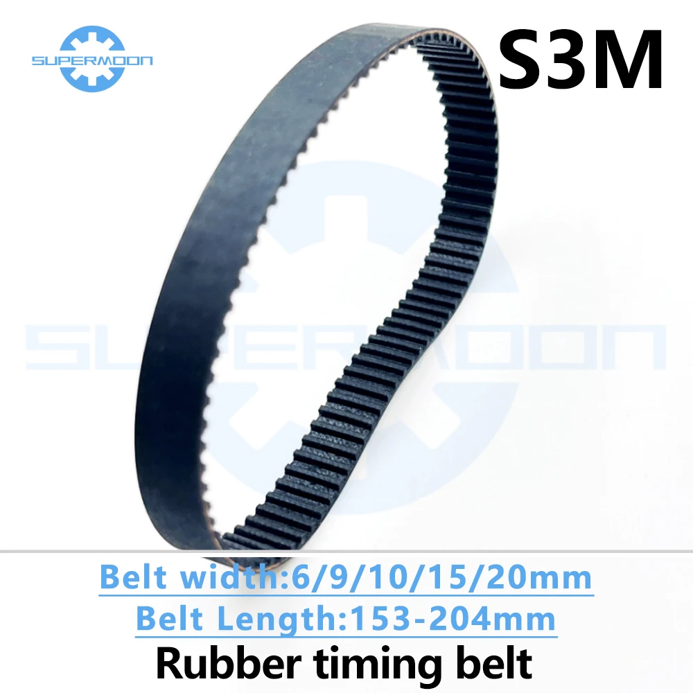 S3M Timing Belt Length153 159 162 165 168 171 174 177 180 183 186 189 192 195 198 201 204mm Width 6-20mm  Rubber Toothed Belt