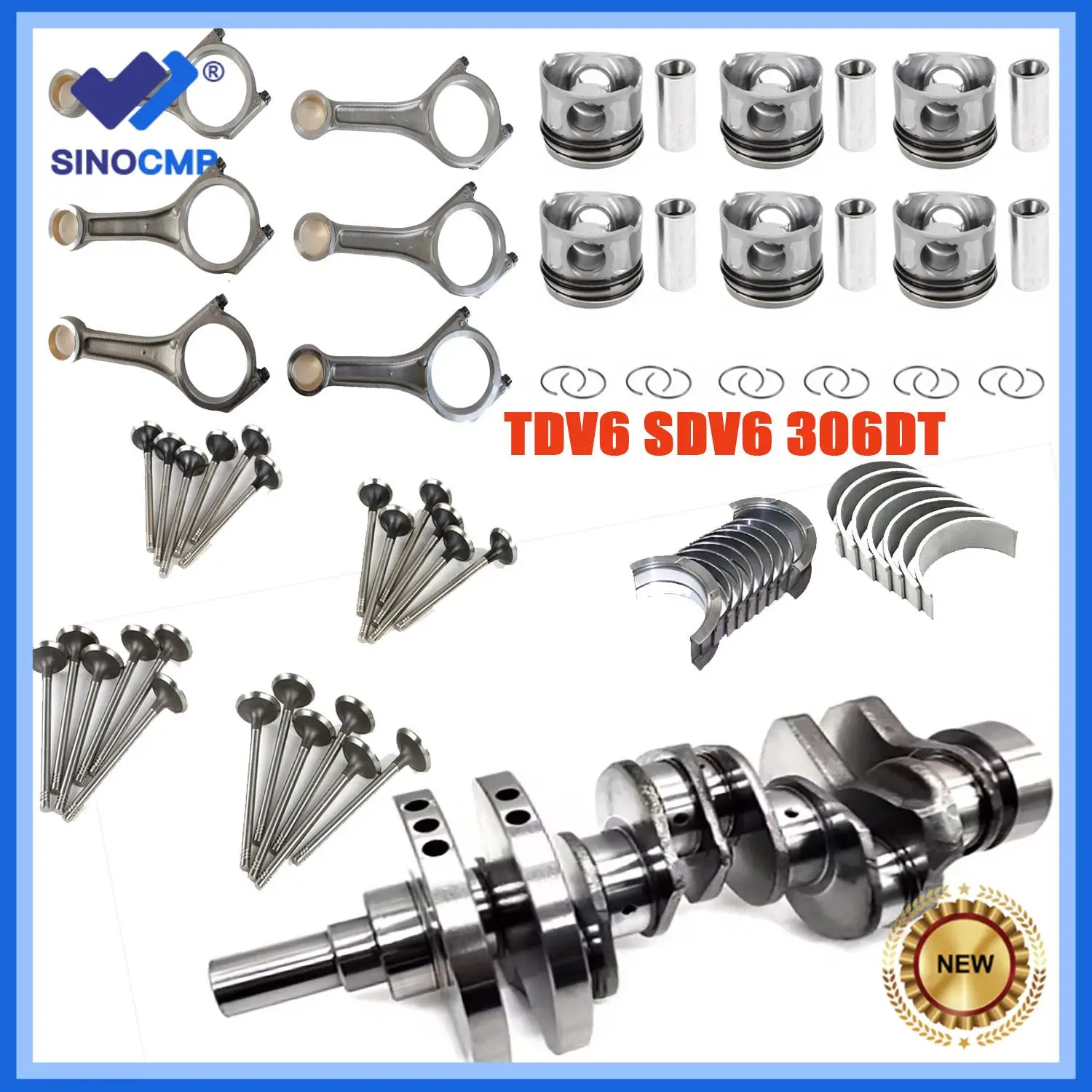 

1 комплект, комплект для капитального ремонта двигателя 306DT LR038168 LR051508 5Q6337AA 6Q6211AA для деталей Range Rover Discovery Jaguar 3.0 TDV6 SDV6