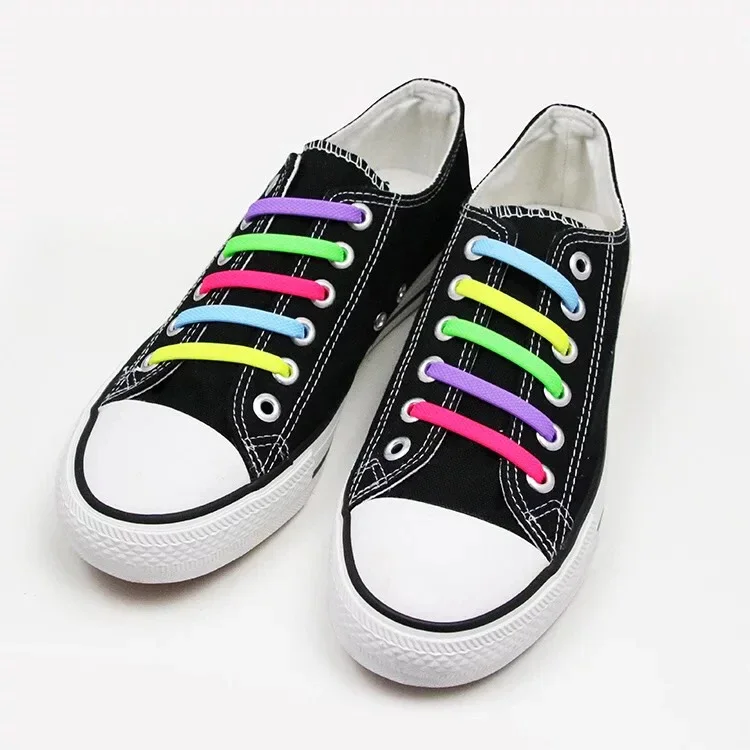 Silikon Elastische Keine Krawatte Schnürsenkel Hohe Qualität Schnürsenkel Outdoor Freizeit Sneaker Schnell Anheben Und Ausziehen Sicherheit Faule Schnürsenkel