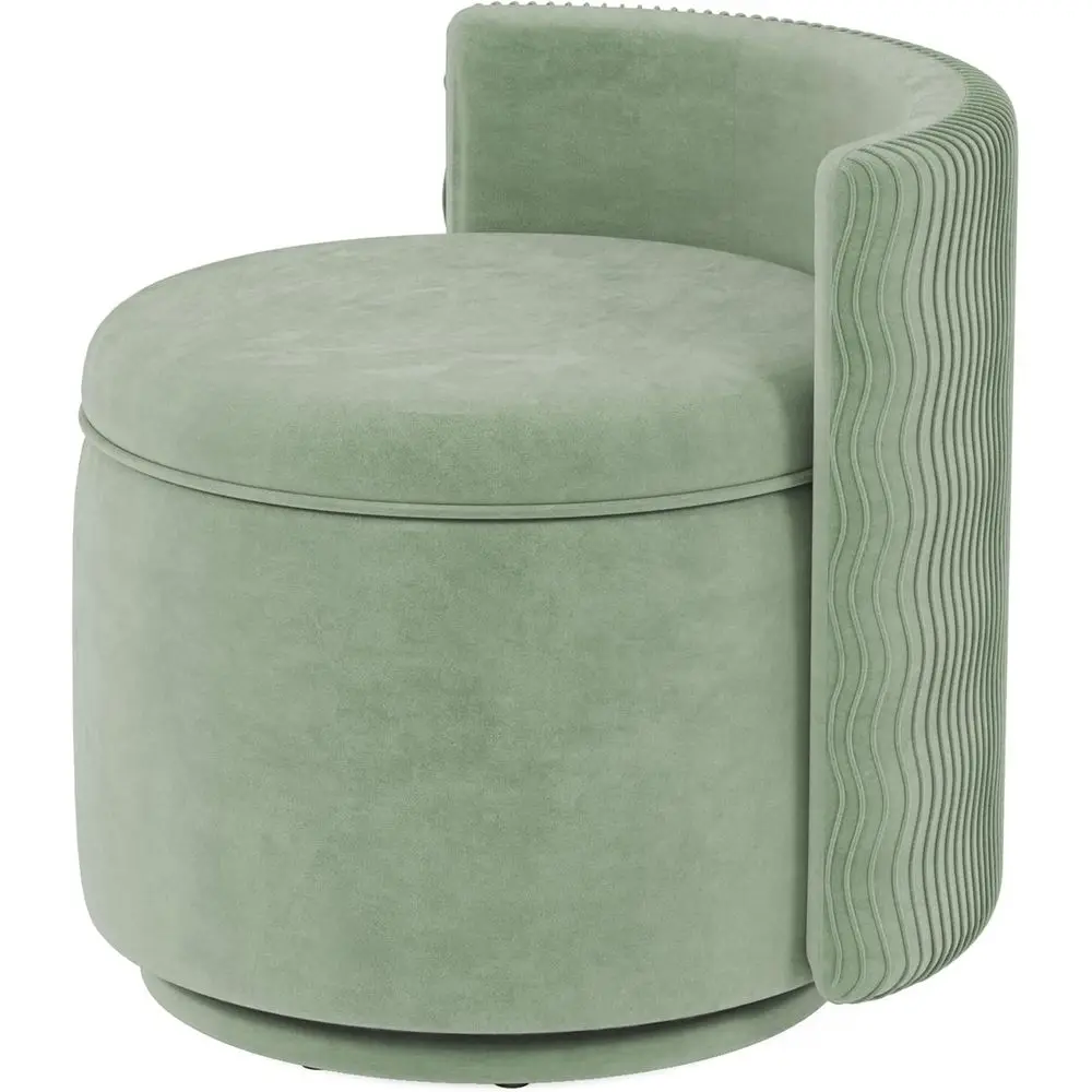 Green Velvet Swivel Vanity Chair with Storage for Living Spaces and Bedrooms
