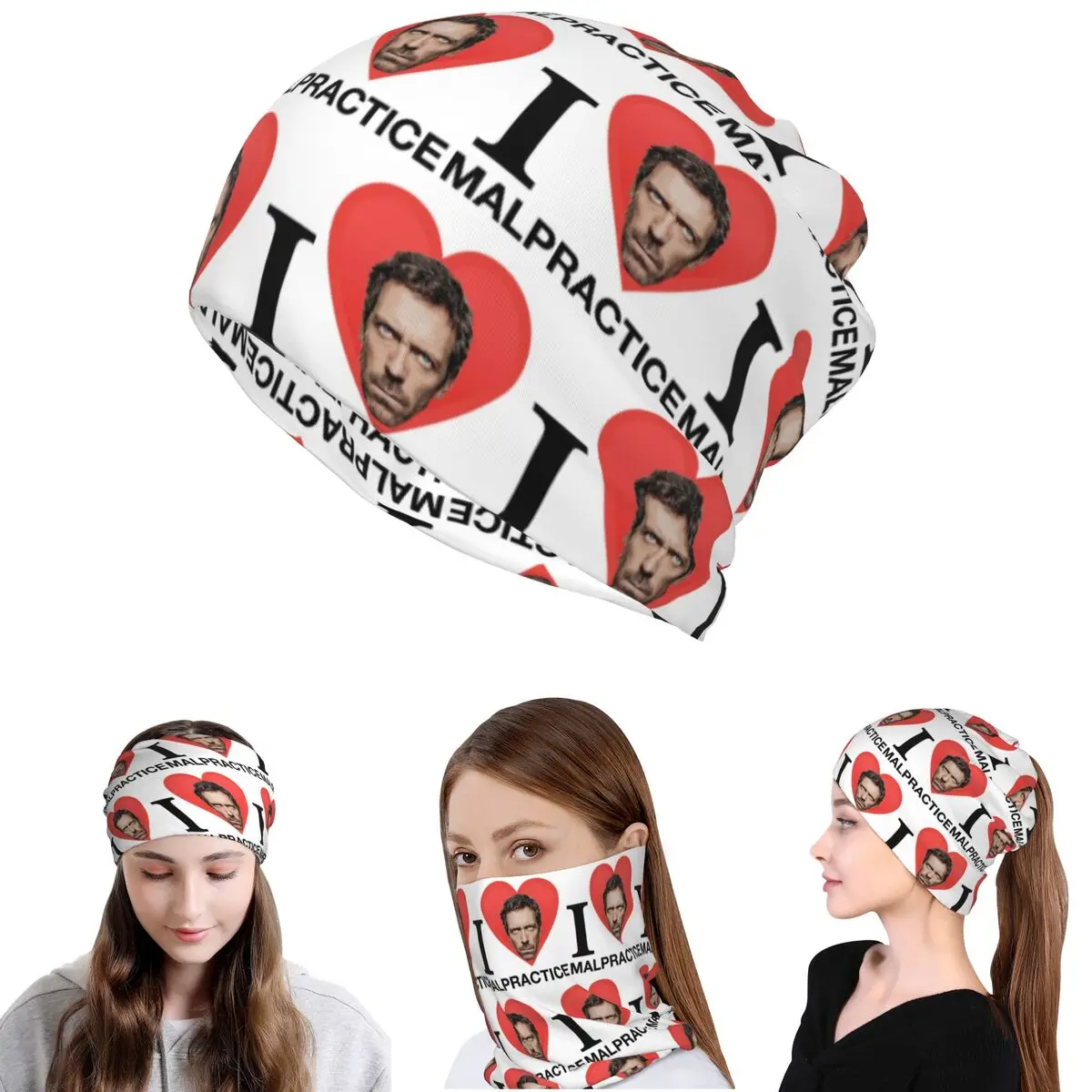 

House MD Malpractice Enthusiast Merch Bandana Neck Gaiter Wrap Scarf Multifunction Headband Beanies Hat Men Women Adult Winter