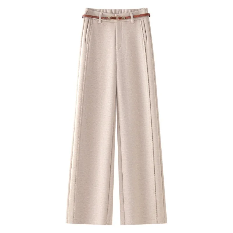 سراويل صوفية للنساء والشتاء، مقاس نحيف أنيق، بدلة ركاب بنطال مستقيم الساق