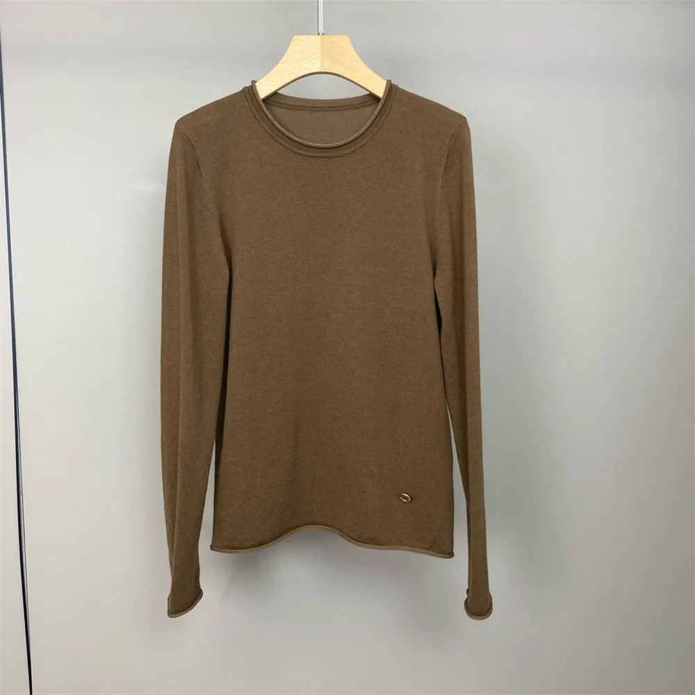 

Women's New Autumn And winter Round Neck Solid Color Wool Long Sleeved Knitted Casual Pullover