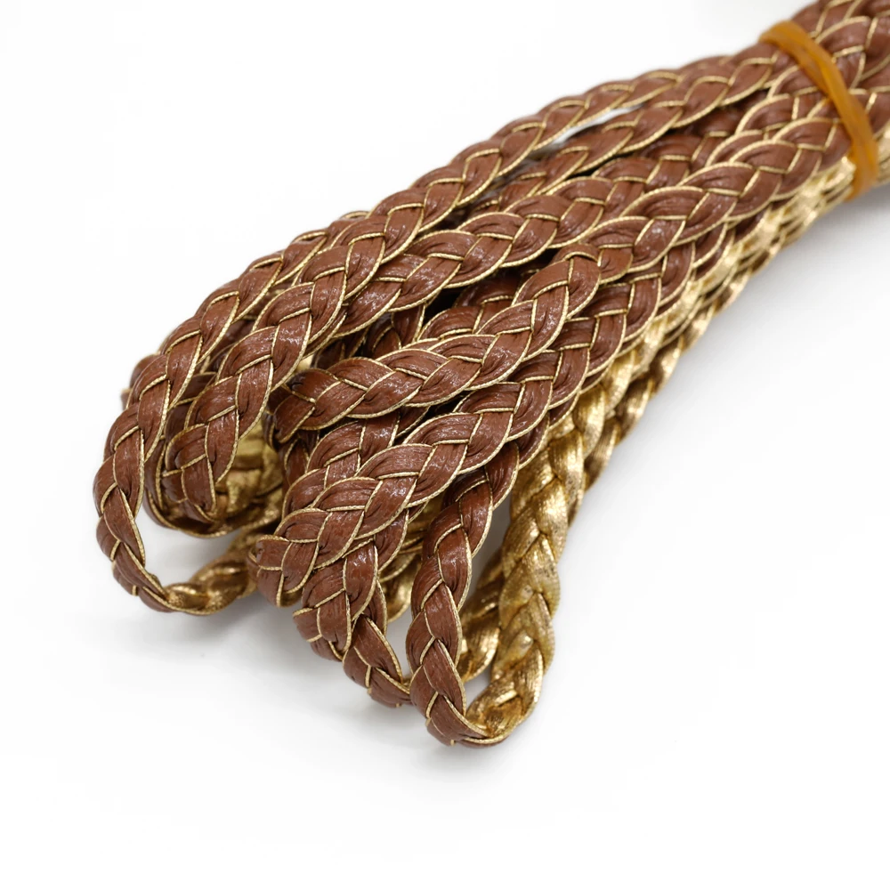 5 Meter 7mm Zweifarbig Geflochtener PU-Lederriemen für Taschen, Flache Lederschnur, Seil für DIY-Halsketten- und Armbandherstellung – Detail 7