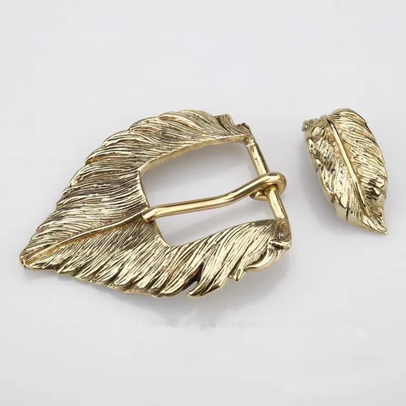 vintage Brass antique silver color metal cow men Ms leaves design belt buckle 2pcs parts/set DIY Handmade Leather Craft for